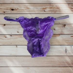 VICTORIA’S SECRET Women’s Lace Bikini Cut Rhinestone Strap Panties in Lavender